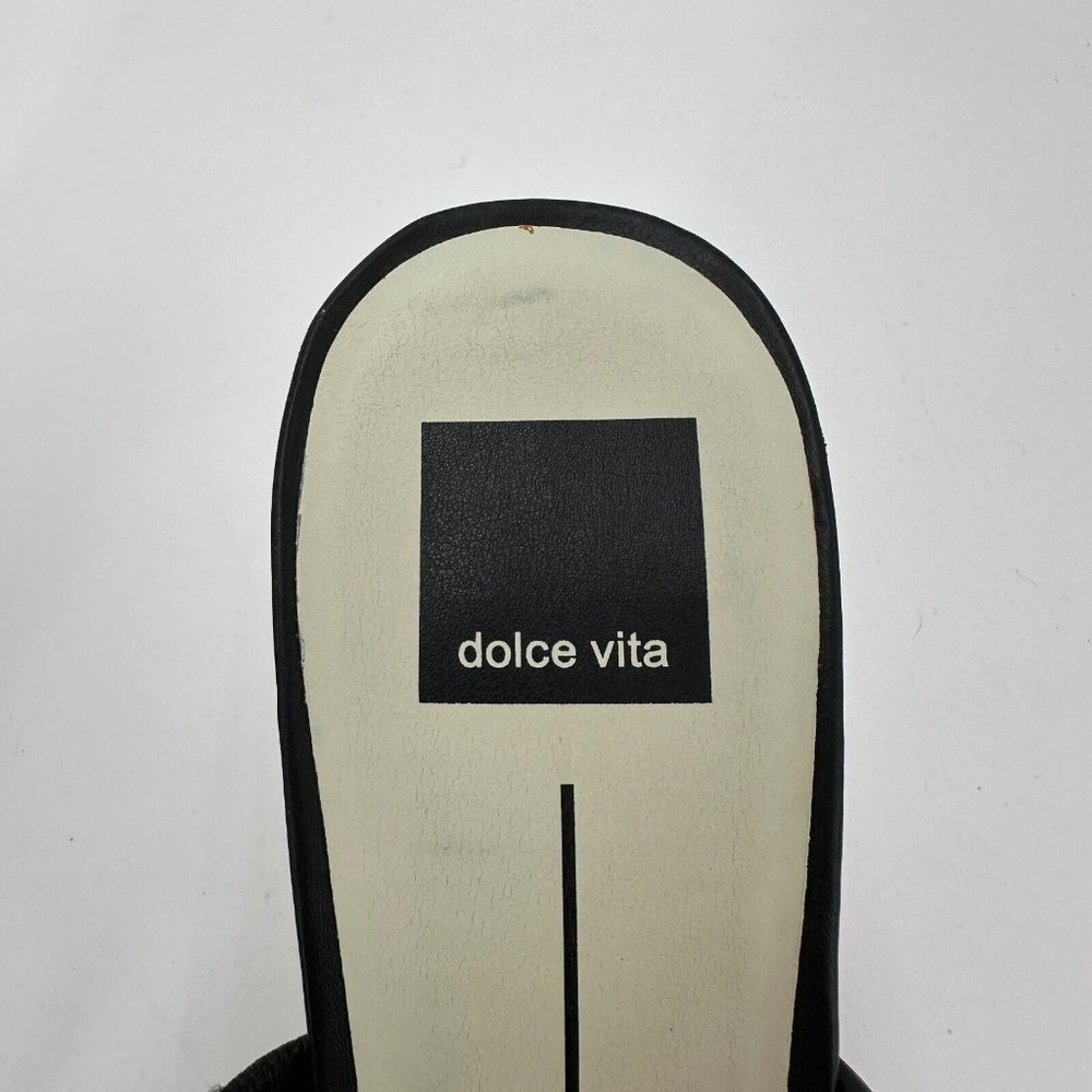 Dolce Vita Black Noles Double Strap Slip-on Heeled Sandal Snakeskin Heel size 10 - Picture 6 of 7